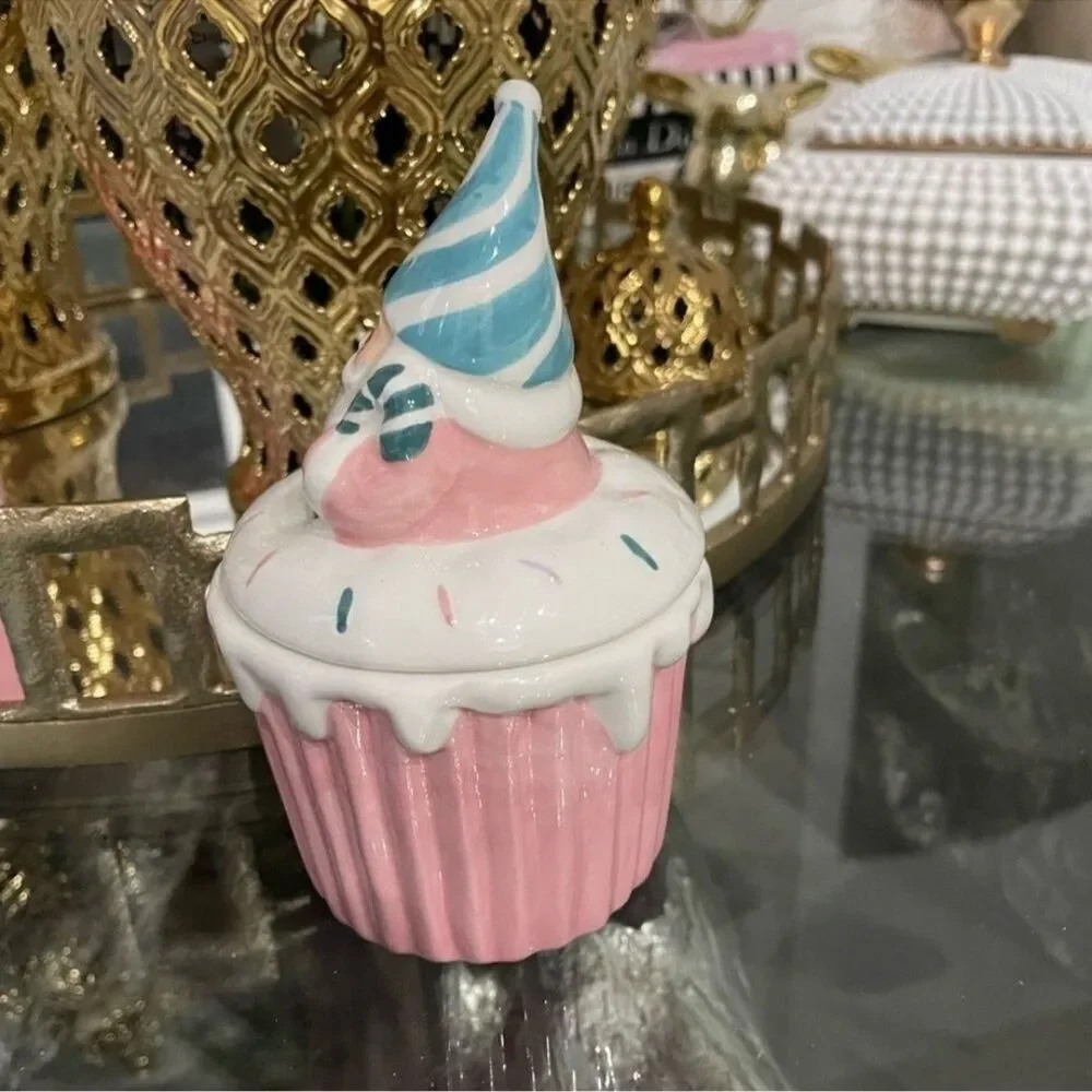 New Pastel Pink and Teal Santa Cupcake Candle